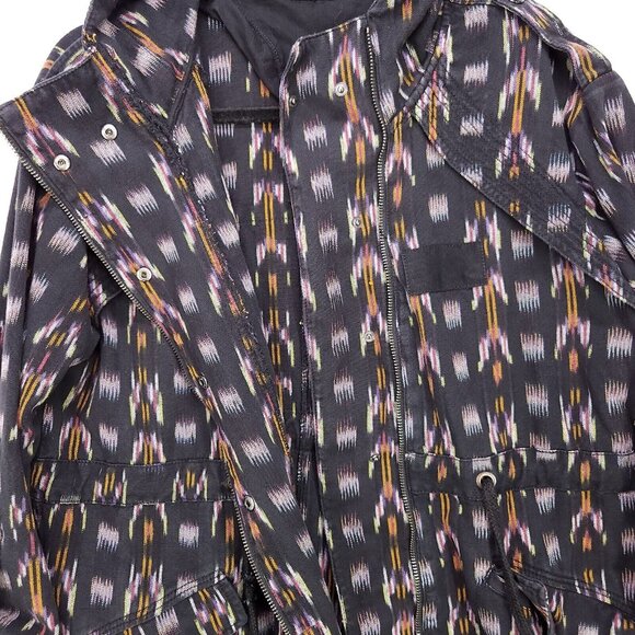 Free People Hooded Jacket The Ikat Parka Black Unlined Size Small Oversized - Picture 7 of 15